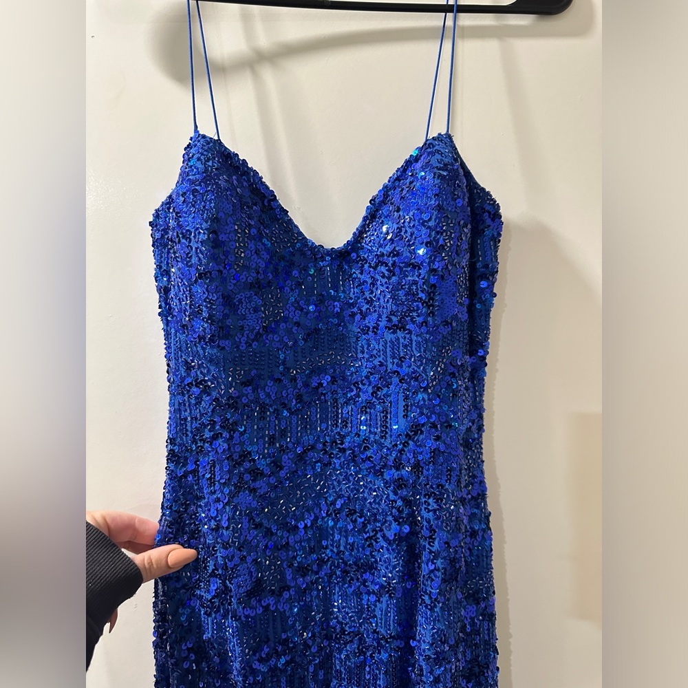 Scala Blue Sequin Evening Dress